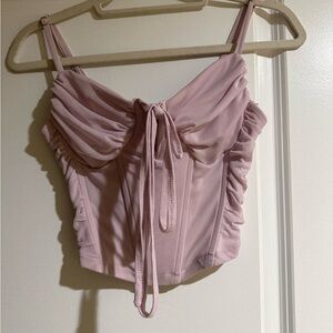 Blush Pink Ruched Corset Crop Top